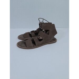 Sole Society Womens Cady Gladiator Sandals Taupe Suede Flat Heel Lace Up Sz 6.5